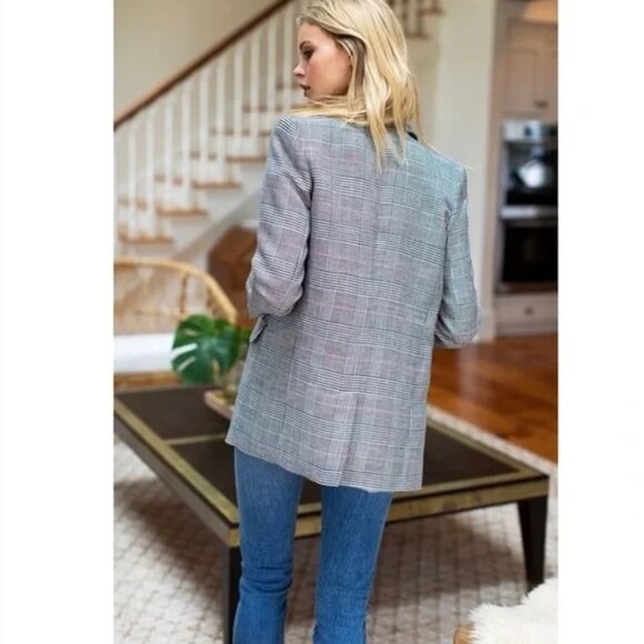 Emerson Fry Lee Double Breasted Blazer Jacket in Houndstooth Plaid Size 6 - Picture 3 of 6